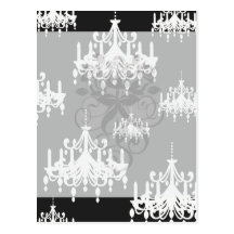 damasco elegante do branco do preto do candelabro cartão postal