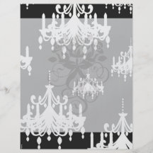 damasco elegante do branco do preto do candelabro panfleto