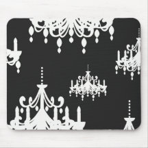 damasco elegante do branco do preto do candelabro mouse pads