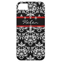 Damasco feminino branco preto vermelho capas iPhone 5 Case-Mate