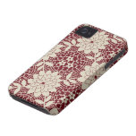 damasco floral da estrutura do creme de Borgonha iPhone 4 Capa