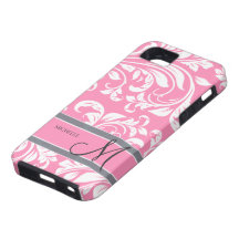 Damasco floral do rosa de Bubblegum e o branco com iPhone 5 Capas