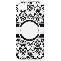 Damasco & monograma pretos capa iPhone 5 Case-Mate