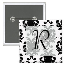 damasco preto e branco elegante boton