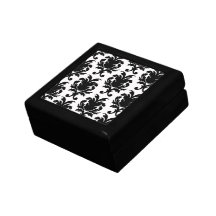damasco preto e branco elegante caixa de presente