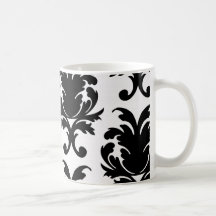damasco preto e branco elegante canecas