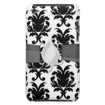 damasco preto e branco elegante capas iPod Case-Mate