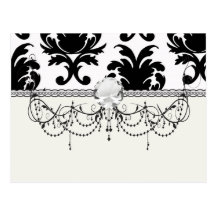 damasco preto e branco elegante cartoes postais