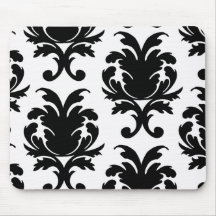 damasco preto e branco elegante mousepad