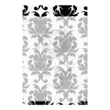 damasco preto e branco elegante papel personalizado