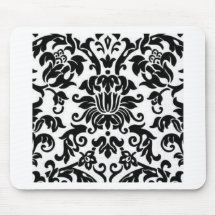 Damasco preto e branco mousepads