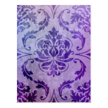 Damasco, sombras e névoa do diamante no roxo cartão postal