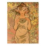 ~ de Alfons Mucha o rosa Cartao Postal
