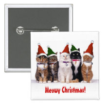 De "Natal Meowy!" Gatos nos chapéus Botons