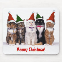 De "Natal Meowy!" Gatos nos chapéus Mousepads