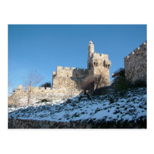 Debaixo de neve de Cidade Velha de Jerusalém Cartões Postais