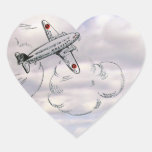 Desenho do avião do vintage nas nuvens adesivos