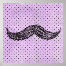 Desenho   engraçado do bigode com bolinhas roxas poster