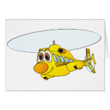Desenhos animados amarelos do helicóptero cartões