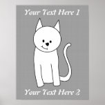 Desenhos animados brancos do gato pôsteres