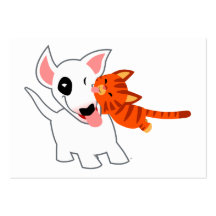 Desenhos animados bull terrier e cartão do gatinho cartões de visitas