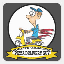 DESENHOS ANIMADOS DA CARA DA ENTREGA DA PIZZA DOS  ADESIVO QUADRADO