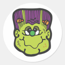 desenhos animados da cara do frankenstein adesivo redondo