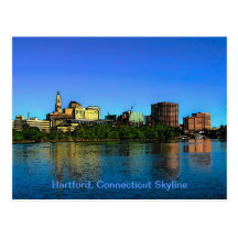 Desenhos animados da skyline de Hartford Connectic Cartao Postal