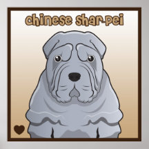 Desenhos animados de Shar-Pei do chinês Poster