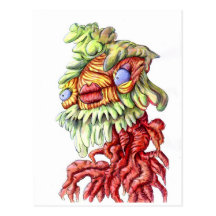 Desenhos animados malucos do monstro do homem da á cartao postal