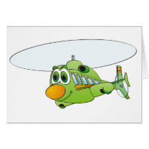 Desenhos animados verdes do helicóptero cartão