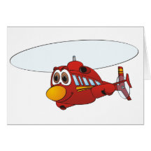 Desenhos animados vermelhos do helicóptero cartões