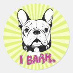 Design artístico do "latido" do buldogue francês adesivos em formato redondos