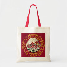 Design chinês da cegonha & do dragão - saco bolsas de lona