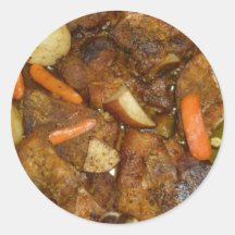 design cozido forno da comida das batatas das ceno adesivos em formato redondos