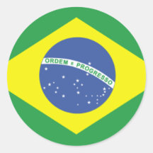 Design da bandeira de Brasil Adesivo Em Formato Redondo