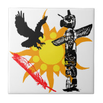 Design de Eagle, do Totem de Eagle, & da pena azulejos