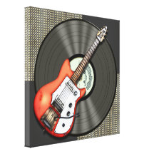Design do registro da guitarra e de vinil do vinta impressão em canvas