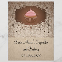 Design elegante do cupcake do damasco do Mocha do  Modelo De Panfleto