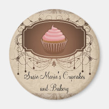 Design elegante do cupcake do damasco do Mocha do  Imãs