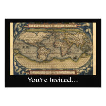 Design histórico do atlas do mapa do mundo do vint convite personalizado