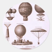 Design histórico do balão de ar quente adesivos redondos