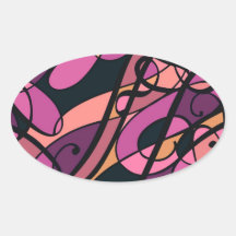 Design magenta do redemoinho do abstrato do pêsseg adesivos oval