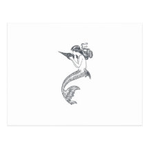 Design náutico da sereia cartão postal