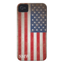 Design patriótico da bandeira dos EUA do monograma Capas De iPhone 4 Case-Mate
