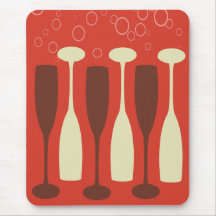 Design retro do vidro de vinho mouse pads