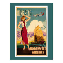 Destino: Gráfico retro de Hong Kong Cartão Postal