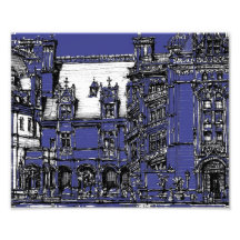 Detalhe arquitectónico azul da tinta impressão fotográficas