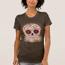 Dia da camisa inoperante do crânio do açúcar tshirt
