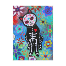 Diâmetro mexicano de los muertos do gato do EL Gat Impressão De Canvas Esticadas